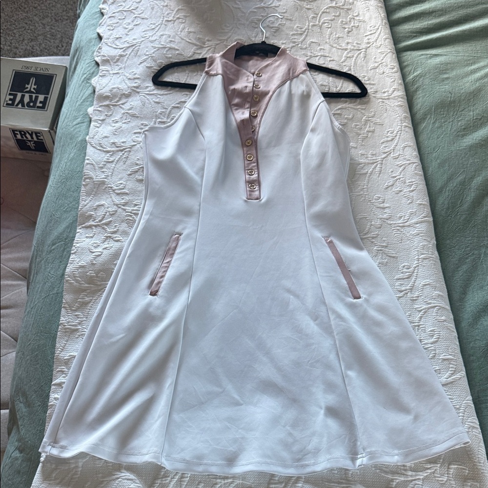Stylish White and Pink Halter Dress
